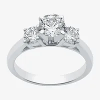 (H-I / Si1-Si2) Womens 1 1/2 CT. T.W. Lab Grown White Diamond 10K Gold Round 3-Stone Engagement Ring