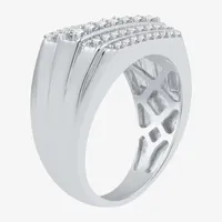 (H-I / I1) Mens 1 CT. T.W. Lab Grown Diamond 10K White Gold Fashion Ring