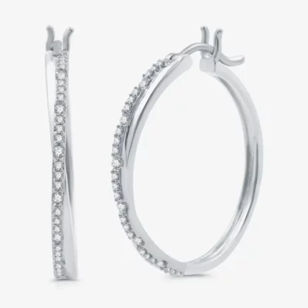 (H-I / I1) 1/4 CT. T.W. Lab Grown White Diamond Sterling Silver 28mm Hoop Earrings