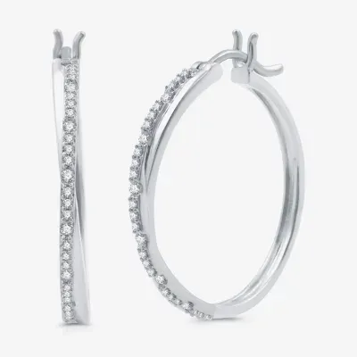 (H-I / I1) 1/4 CT. T.W. Lab Grown White Diamond Sterling Silver 28mm Hoop Earrings
