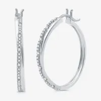 (H-I / I1) 1/4 CT. T.W. Lab Grown White Diamond Sterling Silver 28mm Hoop Earrings