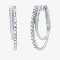 (H-I / I1) 1/2 CT. T.W. Lab Grown White Diamond Sterling Silver 22.8mm Hoop Earrings