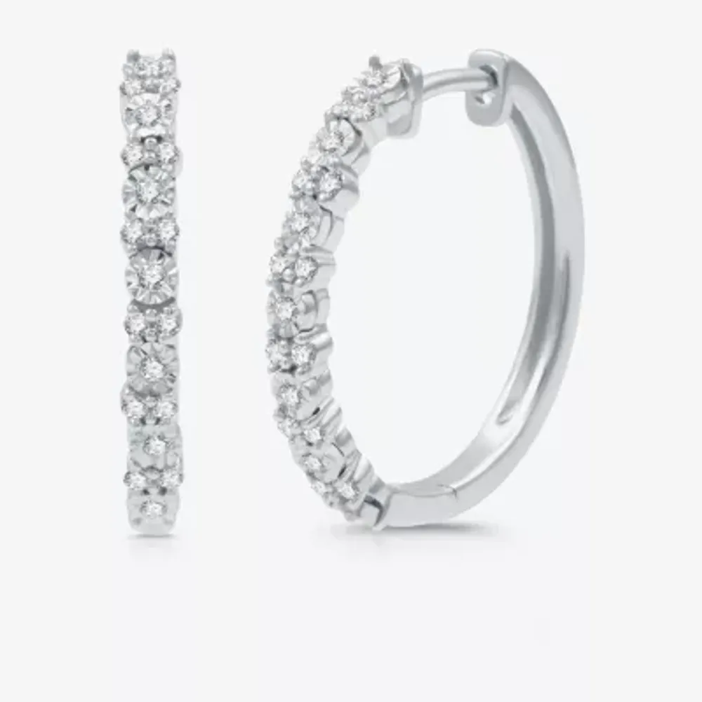 1/4 CT. T.W. Natural White Diamond Sterling Silver 19.9mm Hoop Earrings