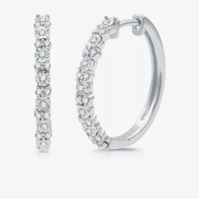 1/4 CT. T.W. Natural White Diamond Sterling Silver 19.9mm Hoop Earrings