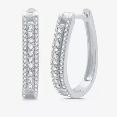 3/4 CT. T.W. Natural White Diamond Sterling Silver 23.1mm Hoop Earrings