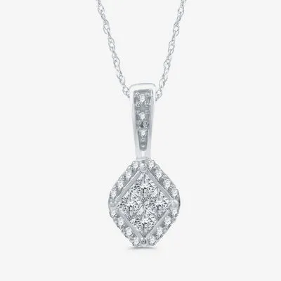 Diamond Blossom Womens 1/3 CT. T.W. Natural White Diamond Sterling Silver Pendant Necklaces