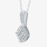 Diamond Blossom Womens 1/3 CT. T.W. Mined White Diamond Sterling Silver Pendant Necklace
