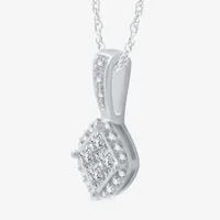 Diamond Blossom Womens 1/3 CT. T.W. Natural White Diamond Sterling Silver Pendant Necklace