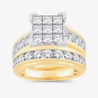 Womens 4 CT. T.W. Natural White Diamond 14K Gold Bridal Set