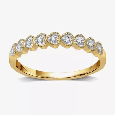 Diamond Accent Natural White 10K Gold Heart Wedding Band