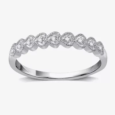 Diamond Accent Natural White 10K Gold Heart Wedding Band
