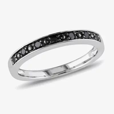 Midnight Black 2MM 1/10 CT. T.W. Natural Diamond Sterling Silver Wedding Band