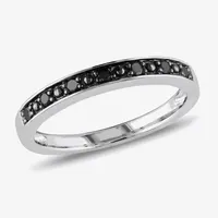 Midnight Black 2MM 1/10 CT. T.W. Natural Diamond Sterling Silver Wedding Band