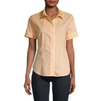 Liz Claiborne Womens Short Sleeve Regular Fit Button-Down Shirt