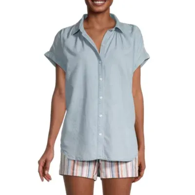 a.n.a Womens Short Sleeve Camp Shirt