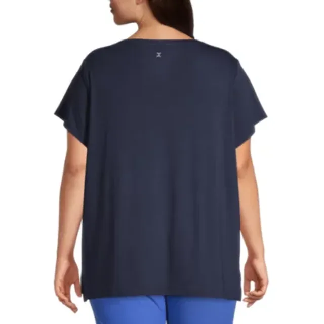 Xersion Womens V Neck Short Sleeve T-Shirt Plus