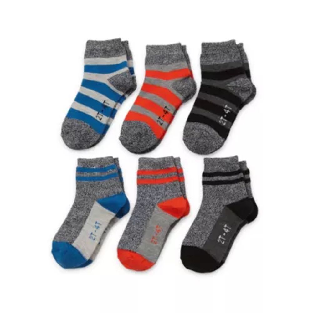 Okie Dokie Toddler Boys 6 Pair Quarter Ankle Socks