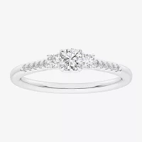 G-H / Si1-Si2) Womens 1/3 CT. T.W. Lab Grown White Diamond Sterling Silver Side Stone 3-Stone Promise Ring