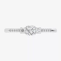 G-H / Si1-Si2) Womens 1/3 CT. T.W. Lab Grown White Diamond Sterling Silver Side Stone 3-Stone Promise Ring