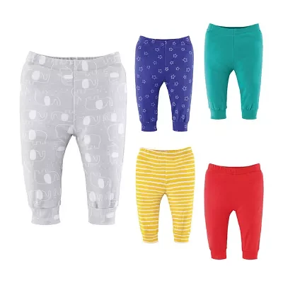 The Peanutshell Baby Unisex Elephant Brights 5-pc. Tapered Pull-On Pants