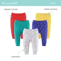 The Peanutshell Baby Unisex Elephant Brights 5-pc. Tapered Pull-On Pants