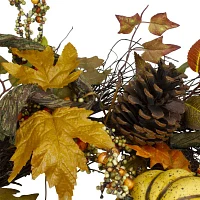 Northlight 24in Sunflower Pumpkin Foliage And Pine Cone Fall Harvest Indoor Wreath