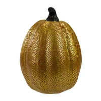 Northlight 9.75in Gold And Orange Greek Key Textured Autumn Pumpkin Christmas Tabletop Decor