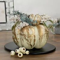 Northlight 9in White And Gold Pumpkins Fall Harvest Tabletop Decor