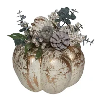 Northlight 9in White And Gold Pumpkins Fall Harvest Tabletop Decor