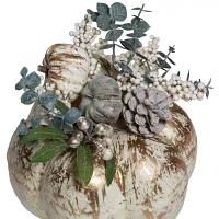 Northlight 9in White And Gold Pumpkins Fall Harvest Tabletop Decor