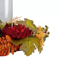 Northlight 22in Mums With Pomegranate Fall Centerpiece Candle Holder