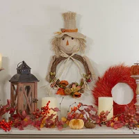 Northlight 20in Tan And Orange Fall Harvest Scarecrow Wreath