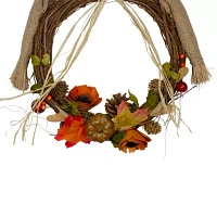 Northlight 20in Tan And Orange Fall Harvest Scarecrow Wreath