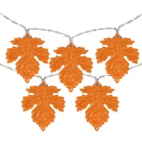 Northlight 10-Count 5.5ft Copper Wire Orange Led Fall Harvest Maple Leaf String Lights