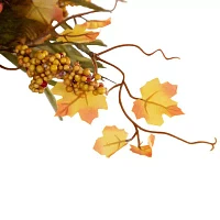 Northlight 19in Artificial Fall Harvest Foliage With Bow Wall Basket