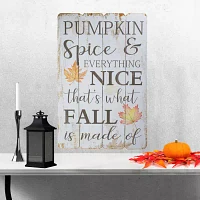 Northlight 23.5in White-Washed Pumpkin Spice Everything Nice Fall Wooden Hanging Wall Sign