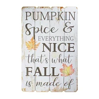 Northlight 23.5in White-Washed Pumpkin Spice Everything Nice Fall Wooden Hanging Wall Sign