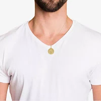 Saint Christopher Mens 14K Gold Round Pendant Necklace