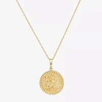 Saint Christopher Mens 14K Gold Round Pendant Necklace