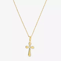 Made in Italy Womens 14K Two Tone Gold Cross Pendant Necklace