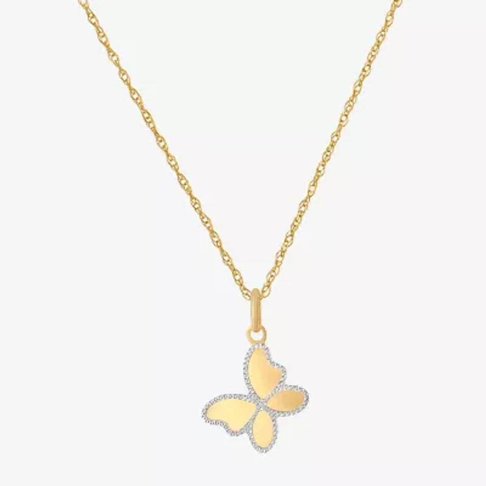 Made in Italy Womens 14K Gold Butterfly 18 Inch Pendant Necklace