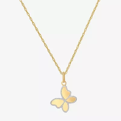 Made in Italy Womens 14K Gold Butterfly 18 Inch Pendant Necklace