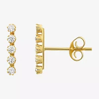 White Cubic Zirconia 14K Gold 9mm Stud Earrings