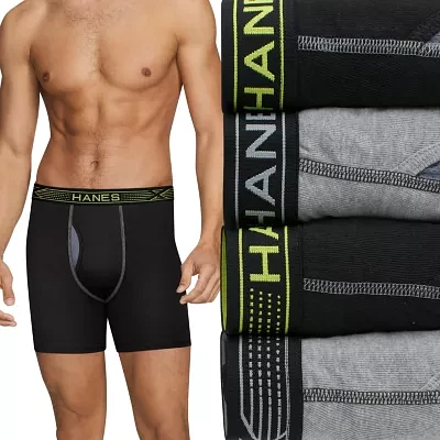 Hanes Sport X-Temp Comfort Mens 4 Pack Boxer Briefs