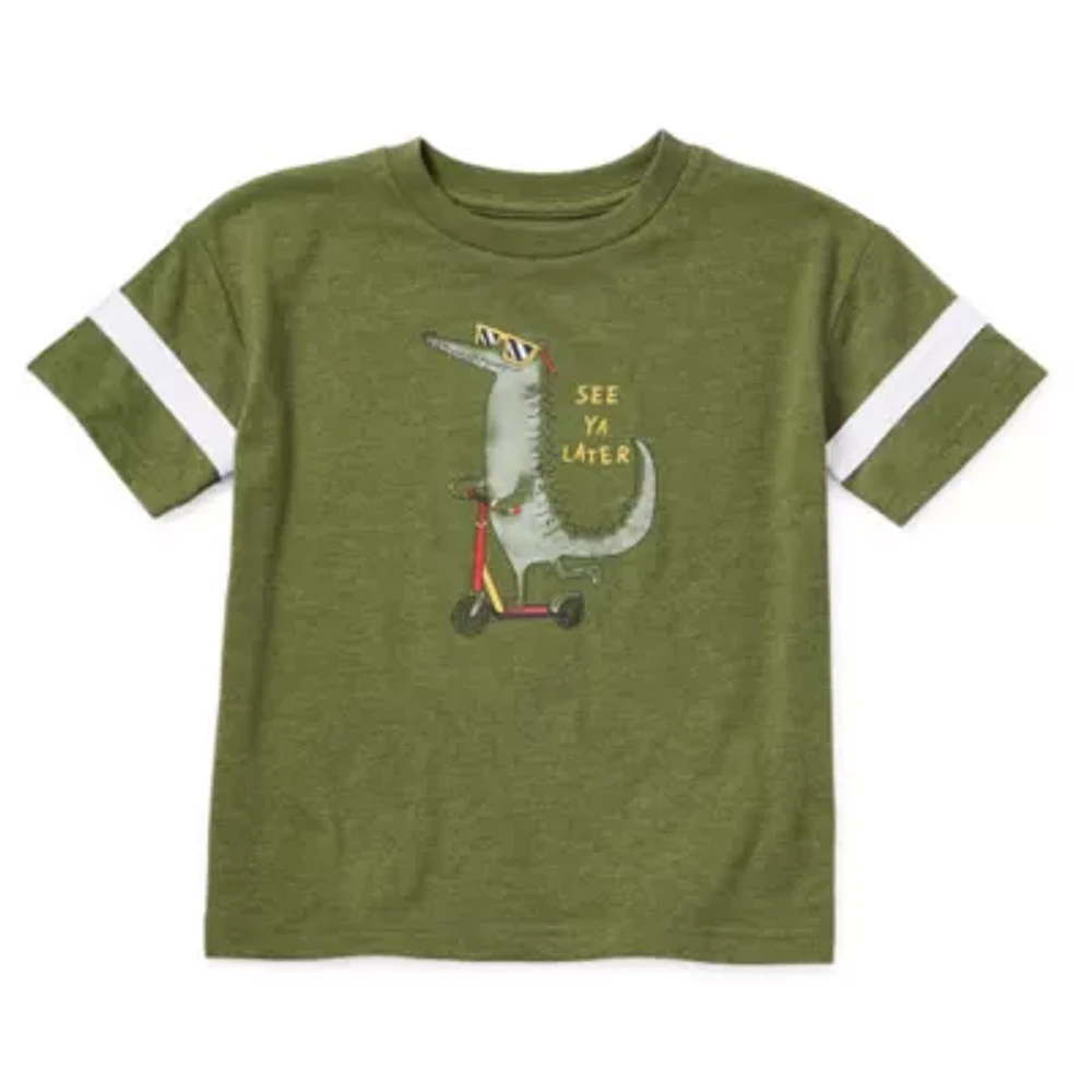 Okie Dokie Toddler & Little Boys Crew Neck Short Sleeve Graphic T-Shirt