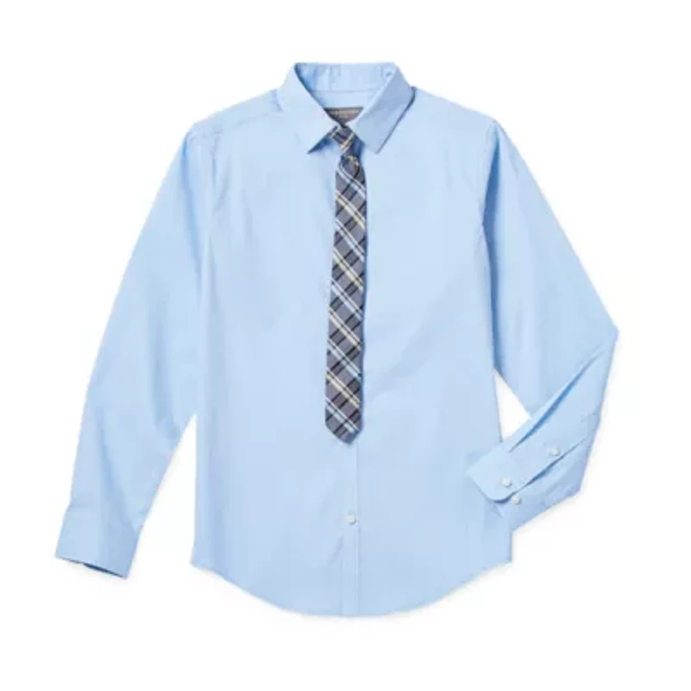 Van Heusen Little & Big Boys Spread Collar Long Sleeve Shirt + Tie Set