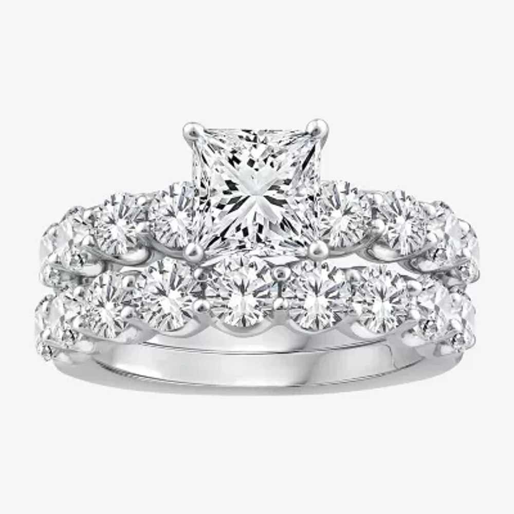 Signature By Modern Bride (G / Si1-Si2) Womens 4 CT. T.W. Lab Grown White Diamond 10K Gold Side Stone Bridal Set