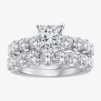 Signature By Modern Bride (G / Si1-Si2) Womens 4 CT. T.W. Lab Grown White Diamond 10K Gold Side Stone Bridal Set