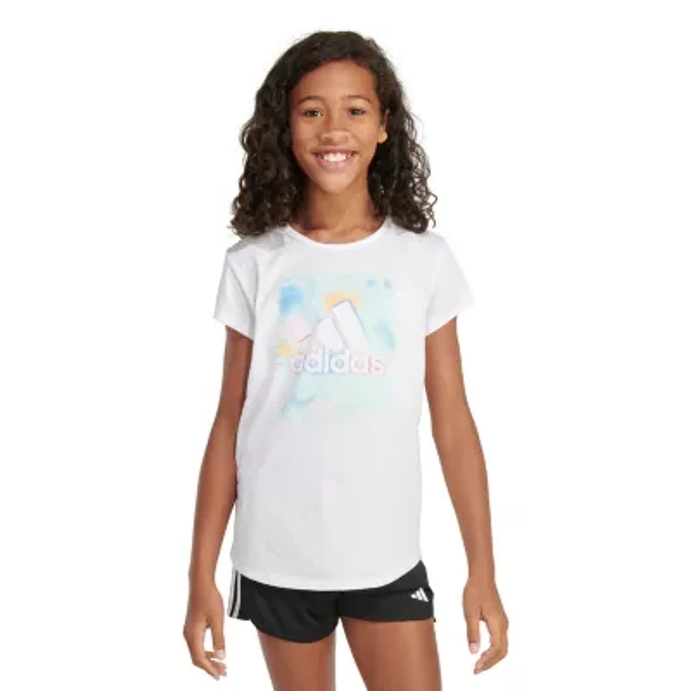 adidas Big Girls Crew Neck Short Sleeve Graphic T-Shirt