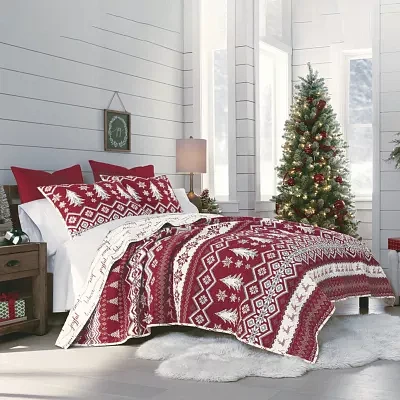 North Pole Trading Co. Holiday Fairisle Reversible Quilt Set